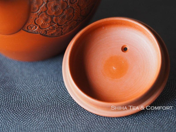 Shunen Plum blossoms Relief Carving Teapot 舜園梅彫