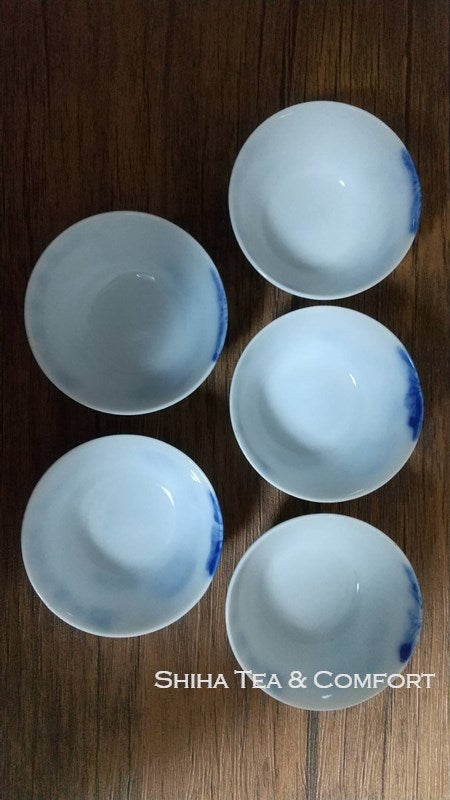 Antique Blue & White Porcelain Sencha Tea Cup Set 5 pcs 古董瓷杯