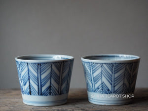 Antique Blue & White Small Cups Porcelain 2 pcs