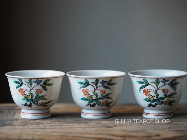 Japan Porcelain Senchado Ceremonial Cup Set  Flower &Fruits 6 pcs SEISHO KATO SH66 清昌煎茶碗