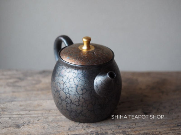 Umehara Shouji, SHORYU Oil Drop brocade & Gold Lid  Tokoname Kyusu Teapot 昭龍油滴 SR99（Made in Tokoname Japan）