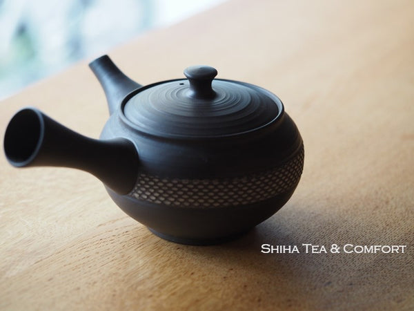 SHUHO Black Line Clay Teapot Kyusu 秋峰黑泥