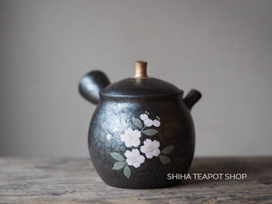 SHORYU Tenmoku Oil Drops Sakura Small Kyusu Teapot   昭龍 (Made in Japan)