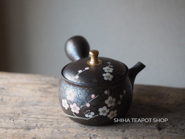 SHORYU Plum Flower Oil Drops Tokoname Kyusu Teapot 昭龍梅花 SR57 （Made in Tokoname Japan）