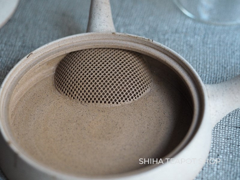 【Left Hand】JINSHU Flat White Mogake Seaweed Tokoname Kyusu Teapot 甚秋藻掛 JN27