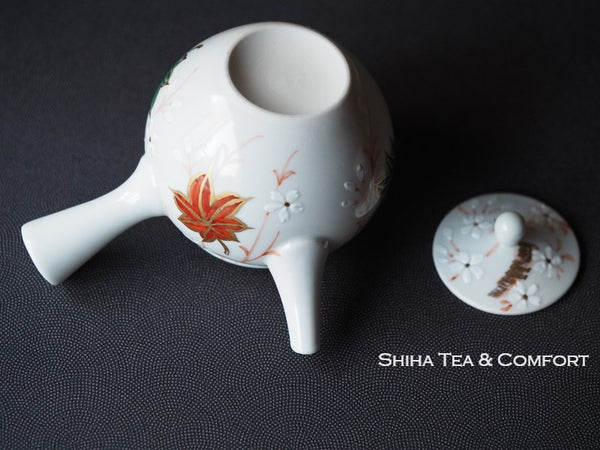 KYOTO KATO SEISHO SAKURA MAPLE Porcelain Small Teapot 清昌瓷壶 （Made in Kyoto Japan）