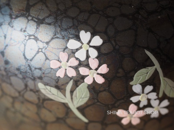 SHORYU Flower  Oil Drops Black Tokoname Kyusu Teapot 昭龍花