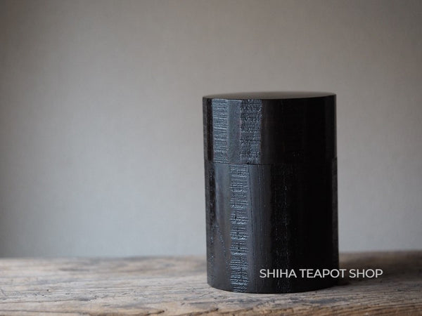 Japanese Black Wood Art Craft Tea Canister