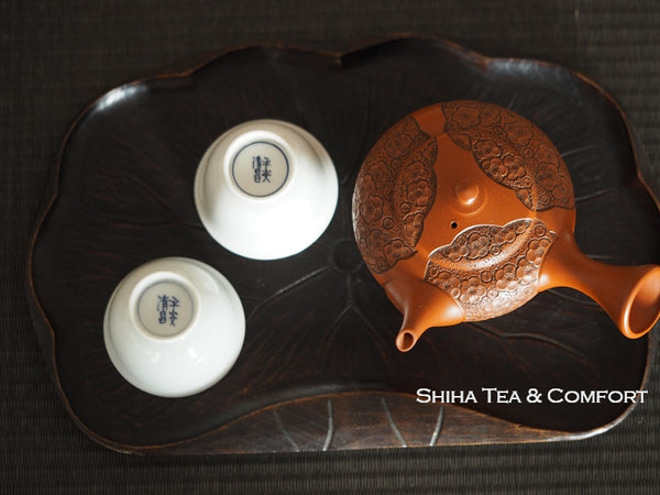 Shunen Plum blossoms Relief Carving Teapot 舜園梅彫
