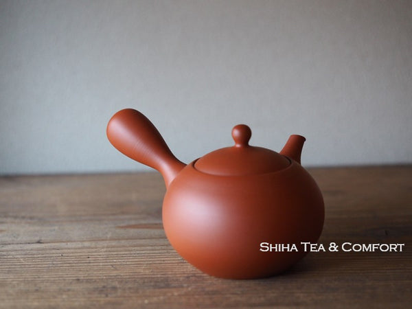 Koie Hiroshi (Reiko) Silky Red Clay Round Kyusu Teapot - Shiha Original 玲光珠朱泥