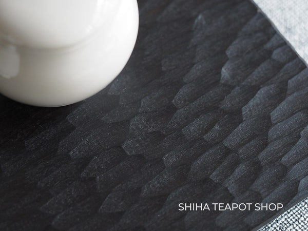 Natural Urushi Lacquer Hand Carved Black Tea Board Tray (Ripple)