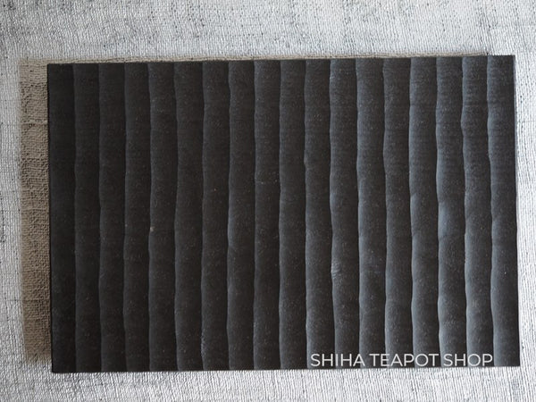 Natural Urushi Lacquer Hand Carved Black Tea Tray Board (lines)