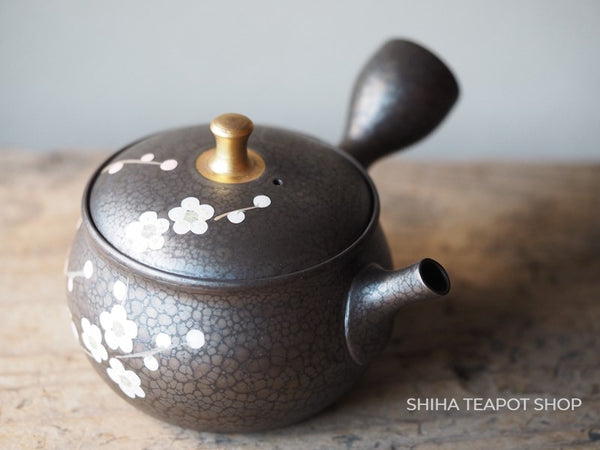 SHORYU Plum Flower Oil Drops Tokoname Kyusu Teapot 昭龍梅花 （Made in Tokoname Japan）