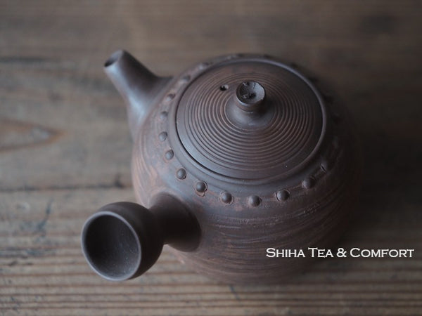 Japanese TOJU Rivet Ceramic Tokoname Kyusu Teapot  陶寿鋲打 （Made in Tokoname Japan）