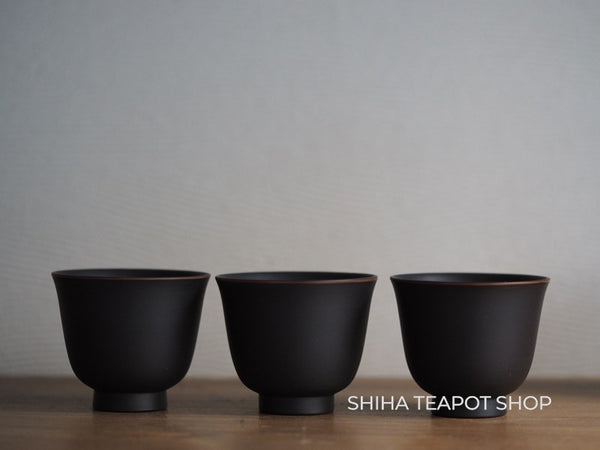【Sold Out】Reiko Red Clay Smoked Black (Red Rim) Cup Set