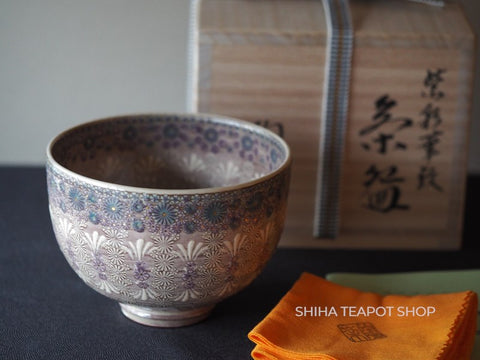 Matcha Bowl Toraku Proper Japanese Tea Ceremony Chawan Pink Purple Mishima Pattern 抹茶碗  MS70