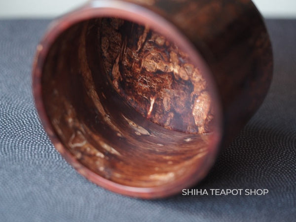 Japan Akita Cherry Tree Bark Tall Tea Canister Master Craftsman Double Lines with tea spoon