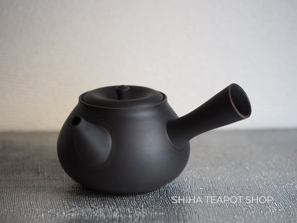 【Restocked】Koie Hiroshi (Reiko)  Red Rim Silky Black Tokoname Kyusu Teapot SHIHA Original 玲光朱泥熏黑茶壺 HK03