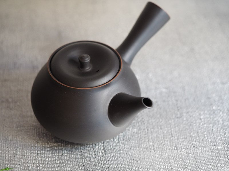 KOIE HIROSHI Red Clay Smoked Black SHIHA Original 玲光朱泥熏黑茶壺 常滑焼急須 鯉江廣  TOKONAME Japanese Teapot