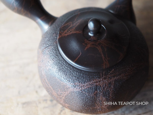 KOSHIN Black Red Marble Seaweed Large Capacity Tokoname Kyusu Teapot (Iron Teapot texture）KS63 香臣藻掛大理石（Made in Tokoname Japan）