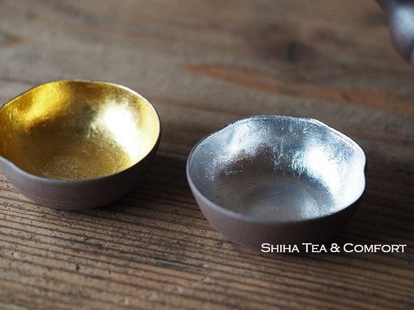 Gold Leaf, Silver Leaf Mini Ceramic Tea Cup Set