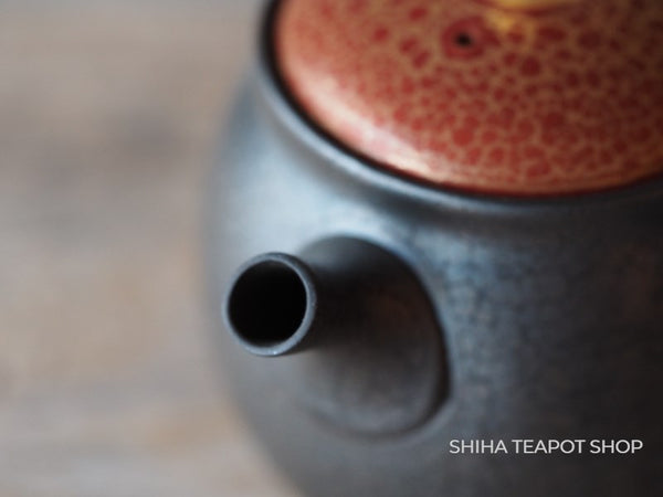 SHORYU Oil Drop Red Sky Lid Tokoname Small Kyusu Teapot SR11 昭龍油滴