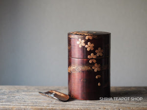 Cherry Tree Bark Tea Canister (Sakura Petal) & Tea Leaf Spoon  K12