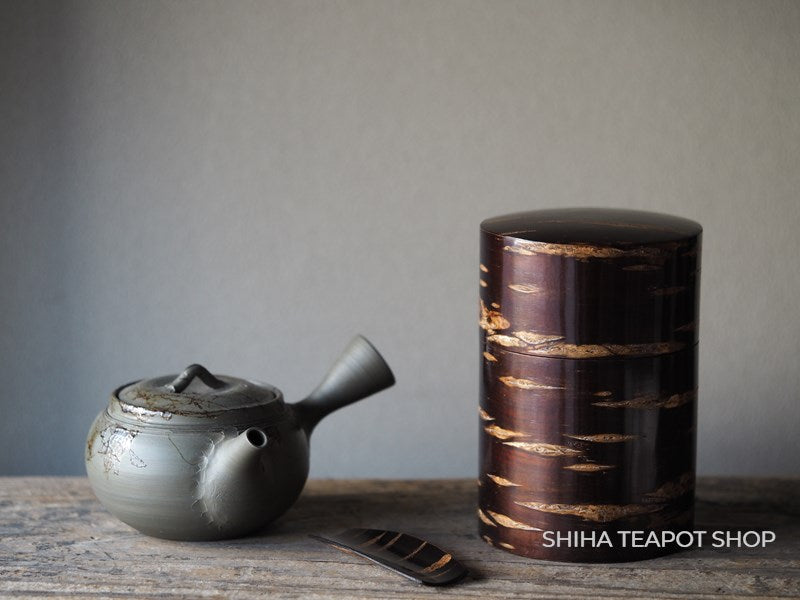 Cherry Tree bark Tea Canister  with tea spoon (Smooth Texture - Large) KB01