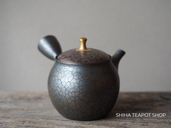 SHORYU Oil Drop  Coral & Gold Lid Kyusu Teapot SR17 昭龍 （Made in Tokoname Japan）
