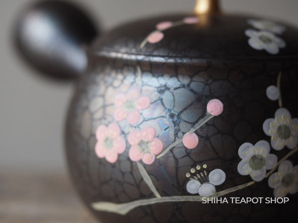 SHORYU Plum Flower Oil Drops Tokoname Kyusu Teapot 昭龍梅花 SR66（Made in Tokoname Japan）
