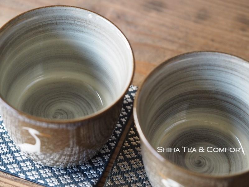 Hand-paint  Egret Pair Cup, Yokoishi Gagyu of Utsutsugawa-yaki 現川焼臥牛窯