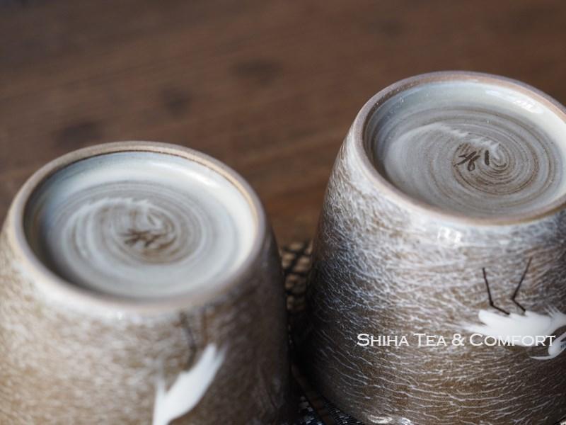 Hand-paint  Egret Pair Cup, Yokoishi Gagyu of Utsutsugawa-yaki 現川焼臥牛窯