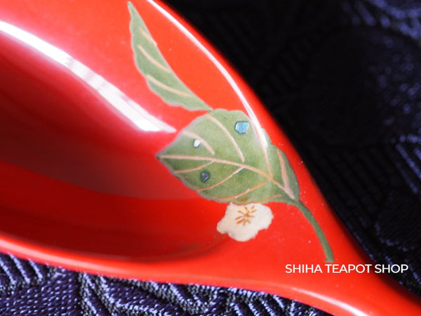 Wajima Lacquer ware Makie Red Tea Leaf Spoon 輪島蒔絵茶則