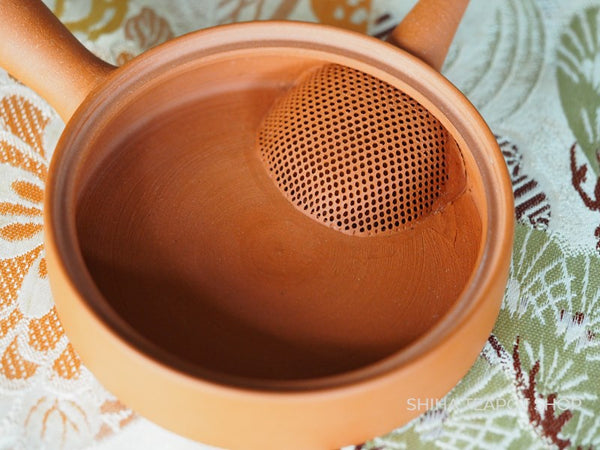 JINSHU Red Clay Flat  Tokoname Kyusu Teapot (Wood Box )甚秋