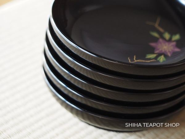 Wajima Urushi Lacquer Ware Plate for sweets and food Black Set 5pcs