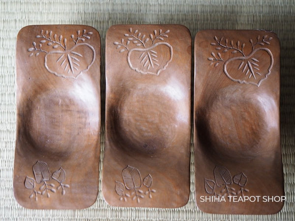Vintage Wood Coasters Saucer hand carving 6 pcs