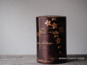 Cherry Tree Bark Tea Canister (Sakura Petal) & Tea Leaf Spoon  K56