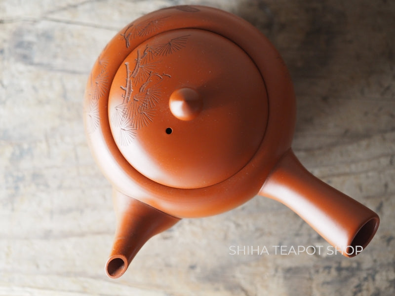 Antique Tokoname Delicate Red clay Hand-Carving Peacock Teapot