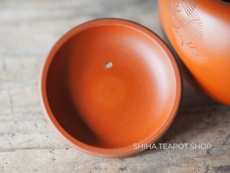 Antique Tokoname Delicate Red clay Hand-Carving Peacock Teapot