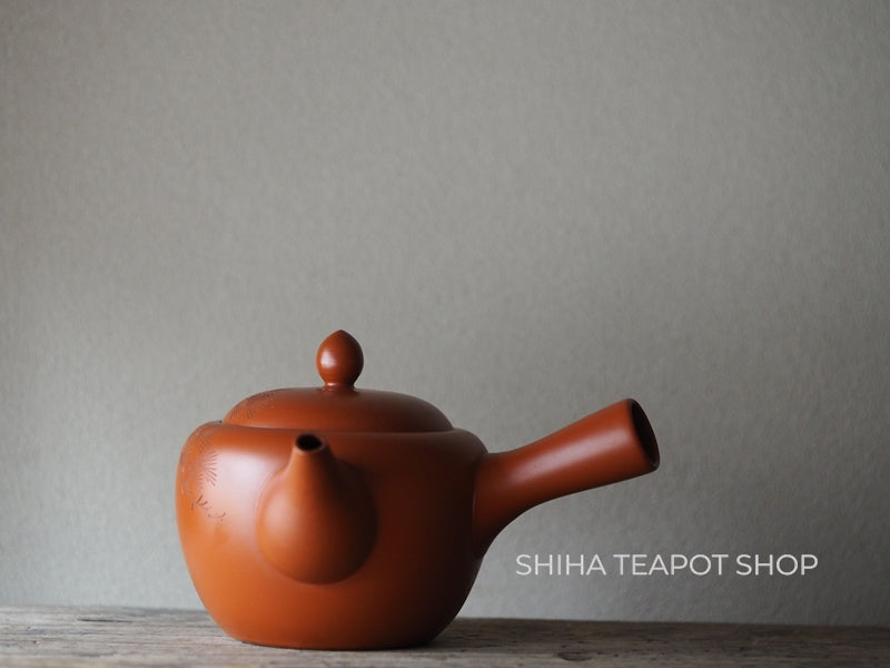 Antique Tokoname Delicate Red clay Hand-Carving Peacock Teapot