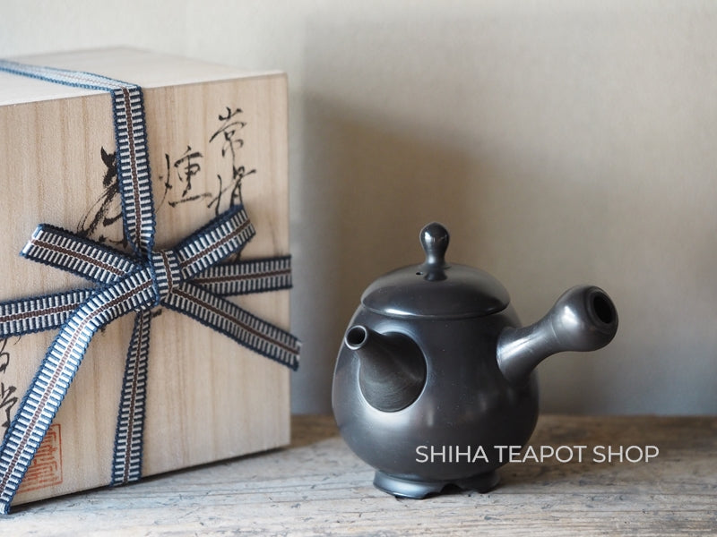 Yoshikawa Setsudo Red Clay Smoked Black Minimal Tokoname Kyusu Teapot 雪堂 YS10