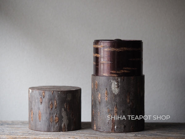 Cherry Rough Beauty Tree Bark Tea Coffee Canister (Large)& Tea Leaf Spoon YY77