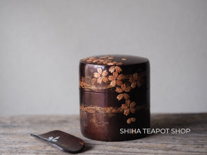 Cherry Tree Bark Matcha Tea Canister& Tea Leaf Spoon SN08