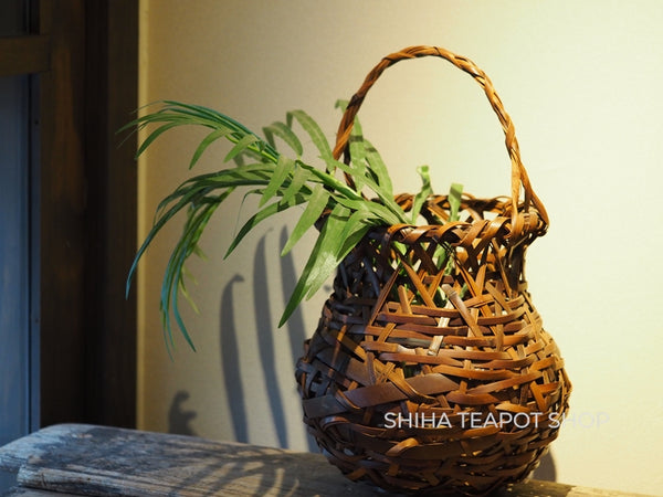 Japanese Antique Artistic Woven Bamboo  Basket with handle