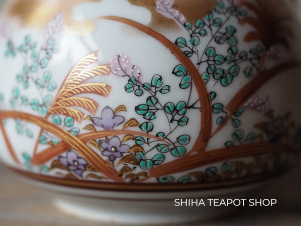 Antique Kutani Ware Porcelain Flower Paint Teapot （Used）