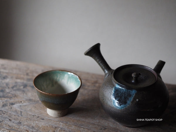 Tokoname Sou Yamada Black Blue Dew Wood Firing Teapot 山田想 YS71