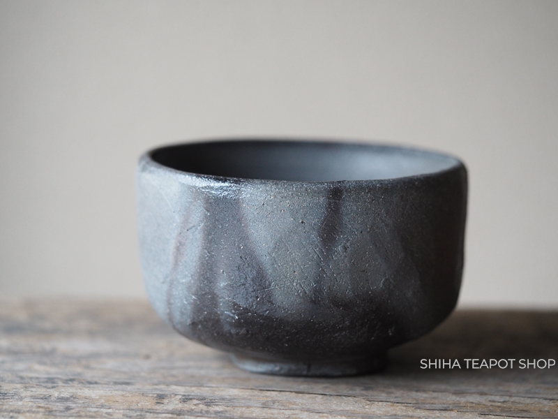 Suzu-yaki Black & Gray Unglazed Small Size Match Bowl 珠洲抹茶碗