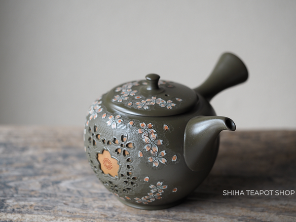 SHUNEN Double Wall Lacy Sakura Tokoname Kyusu Teapot SH57 二代舜園 （Made in Tokoname Japan）