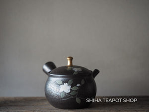 SHORYU Camellia Sasanqua Flower Oil Drops  Tokoname Kyusu Teapot SR59 昭龍山茶花 （Made in Tokoname Japan）