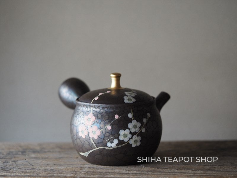 SHORYU Plum Flower Oil Drops Tokoname Kyusu Teapot 昭龍梅花 SR37（Made in Tokoname Japan）